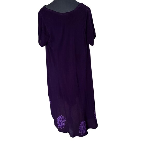 Purple Embroidered Short Sleeve A-Line Dress By S.R. Fashion Womens Size XL Rayo - Picture 5 of 6